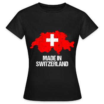 Schweiz Schweizer Karte mit Kreuz Flagge Rot - Frauen T-Shirt - Schwarz - Vorne - AI Model Female 172 dark (172cm)