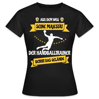 Là, l'entraîneur de handball entre dans la surface - T-shirt Femme - noir - Devant - AI Model Female 172 dark (172cm)