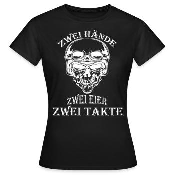 Two hands, two eggs, two bars rocker skull - Women's T-Shirt - black - Front - AI Model Female 172 dark (172cm)