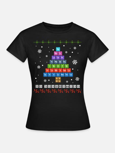 Chemistree, Weihnachtsbaum aus Periodensystem - Frauen T-Shirt - Schwarz