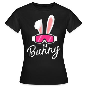 Ski sur 2 skis,lapins,Winter Party Apres Ski - T-shirt Femme - noir - Devant - AI Model Female 172 dark (172cm)
