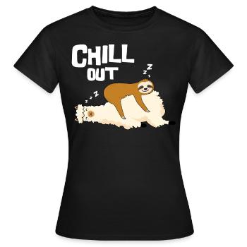 Détendez-vous, la paresse dort sur Lama, Gengh - T-shirt Femme - noir - Devant - AI Model Female 172 dark (172cm)