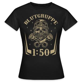 Groupe sanguin 1:50 pour cyclomoteur Ostalgie DDR Simmi - T-shirt Femme - noir - Devant - AI Model Female 172 dark (172cm)