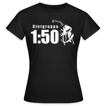 Groupe sanguin 1:50 pour cyclomoteur Ostalgie DDR Simmi - T-shirt Femme - noir - Devant - AI Model Female 172 dark (172cm)