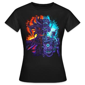 Robot vs Démon - T-shirt Femme - noir - Devant - AI Model Female 172 dark (172cm)