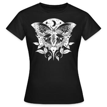 Papillon de nuit, Papillon de nuit, Lune, Vignes, Gothique, Wicca - T-shirt Femme - noir - Devant - AI Model Female 172 dark (172cm)