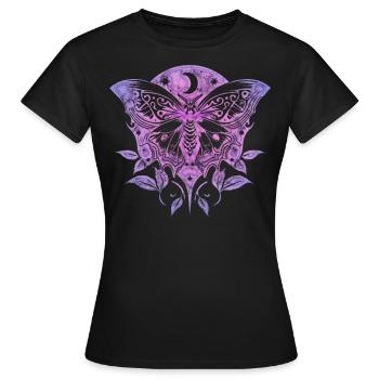 Papillon de nuit, Papillon de nuit, Lune, Vignes, Gothique, Wicca - T-shirt Femme - noir - Devant - AI Model Female 172 dark (172cm)