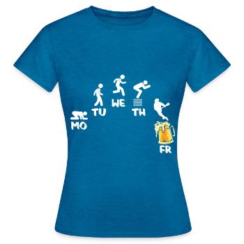 Lacrosse - Frauen T-Shirt - Antikblaues Saphir meliert - Vorne - AI Model Female 172 dark (172cm)
