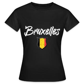 Bruxelles Belgique - T-shirt Femme - noir - Devant - AI Model Female 172 dark (172cm)