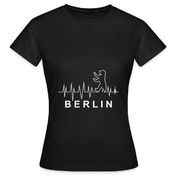 Herzschlag mit Berliner Bär - Frauen T-Shirt - Schwarz - Vorne - AI Model Female 172 dark (172cm)