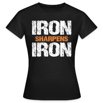 Iron Sharpens Iron Christian Workout Iron - Women's T-Shirt - black - Front - AI Model Female 172 dark (172cm)
