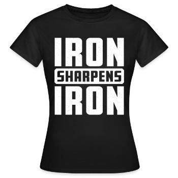 Iron Sharpens Iron Christian Workout Iron - Women's T-Shirt - black - Front - AI Model Female 172 dark (172cm)