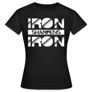 Iron Sharpens Iron Christian Workout Iron - Women's T-Shirt - black - Front - AI Model Female 172 dark (172cm)