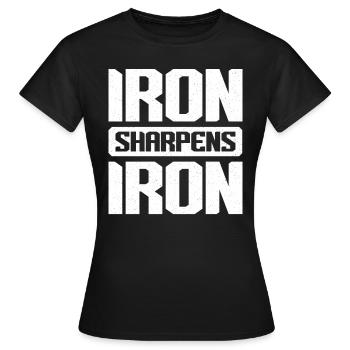 Iron Sharpens Iron Christian Workout Iron - Women's T-Shirt - black - Front - AI Model Female 172 dark (172cm)