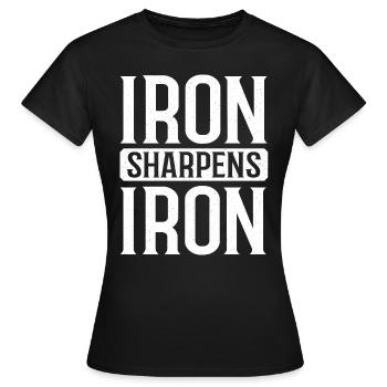 Iron Sharpens Iron Christian Workout Iron - Women's T-Shirt - black - Front - AI Model Female 172 dark (172cm)