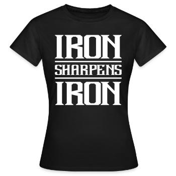 Iron Sharpens Iron Christian Workout Iron - Women's T-Shirt - black - Front - AI Model Female 172 dark (172cm)