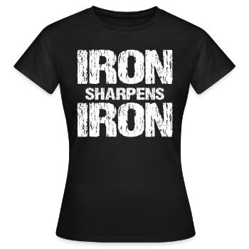 Iron Sharpens Iron Christian Workout Iron - Women's T-Shirt - black - Front - AI Model Female 172 dark (172cm)
