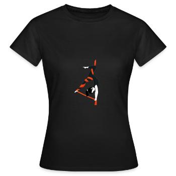 Aerial Silks Vertikaltuchakrobatik - Frauen T-Shirt - Schwarz - Vorne - AI Model Female 172 dark (172cm)
