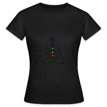 Illustrated Chakras Spirituel Yoga Print Design - Women's T-Shirt - black - Front - AI Model Female 172 dark (172cm)