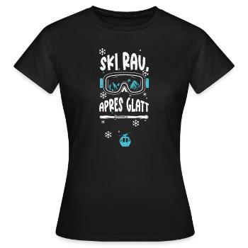 Ski rau, Apres glatt - Apres Ski - Frauen T-Shirt - Schwarz - Vorne - AI Model Female 172 dark (172cm)