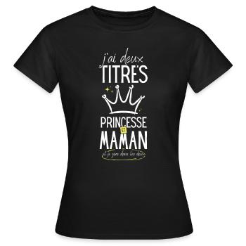 Princesse maman fête des mères rigolo girly - T-shirt Femme - noir - Devant - AI Model Female 172 dark (172cm)