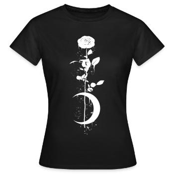 Nachtrose - Gothique occulte vintage Moon Rose - T-shirt Femme - noir - Devant - AI Model Female 172 dark (172cm)