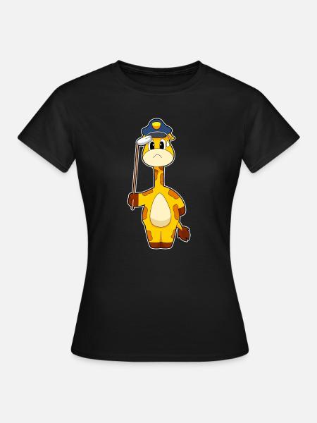 Giraffe Polizist Polizei - Frauen T-Shirt - Schwarz