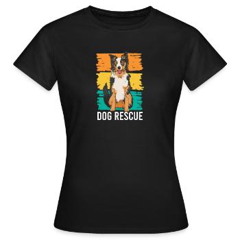 Hund Hunde Vintage Rettungshund Sprüche - Frauen T-Shirt - Schwarz - Vorne - AI Model Female 172 dark (172cm)