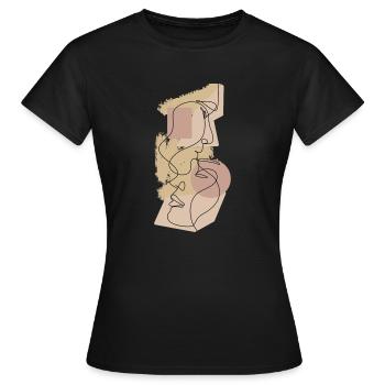 Couple in Love Linear One Line Vintage - Women's T-Shirt - black - Front - AI Model Female 172 dark (172cm)