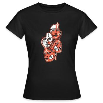 AMAZIGH TATTOO GESICHT UND MIT KABYLE SCHMUCK - Frauen T-Shirt - Schwarz - Vorne - AI Model Female 172 dark (172cm)
