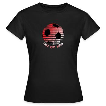 100% Rot Weiß Fußball - Frauen T-Shirt - Schwarz - Vorne - AI Model Female 172 dark (172cm)