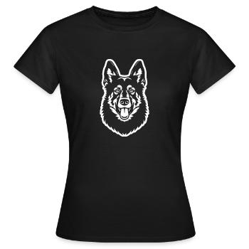 Schäferhund Hund Hundekopf - Frauen T-Shirt - Schwarz - Vorne - AI Model Female 172 dark (172cm)