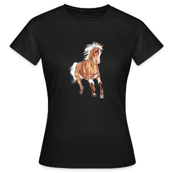 „Pferd Pferdeliebhaber Reiten Warmblut Vollblut“ - Frauen T-Shirt - Schwarz - Vorne - AI Model Female 172 dark (172cm)