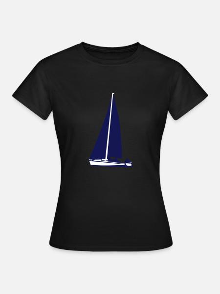 Seegelboot, Segeln - Frauen T-Shirt - Schwarz