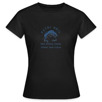 Angeln, Petri Heil - Frauen T-Shirt - Schwarz - Vorne - AI Model Female 172 dark (172cm)