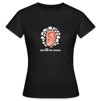 L’oreille du père pour les excuses. - T-shirt Femme - noir - Devant - AI Model Female 172 dark (172cm)