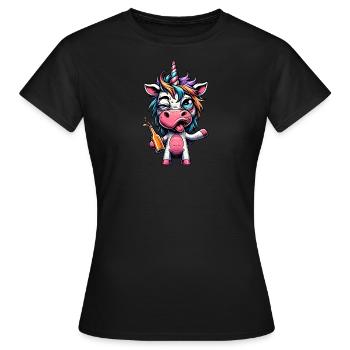 Licorne ivre - T-shirt Femme - noir - Devant - AI Model Female 172 dark (172cm)