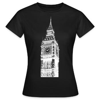 BIG BEN LANDMARK ENGLAND LONDON STENCIL - Women's T-Shirt - black - Front - AI Model Female 172 dark (172cm)