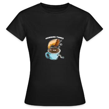 Matin Tunes Café Musique Gramophone - T-shirt Femme - noir - Devant - AI Model Female 172 dark (172cm)