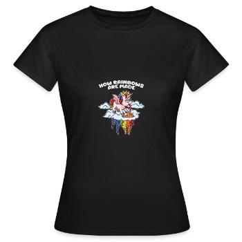 Die Ursprünge von Rainbows Vomit Unicorn Kotzen - Frauen T-Shirt - Schwarz - Vorne - AI Model Female 172 dark (172cm)