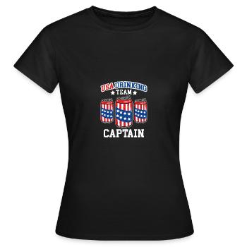 Capitaine de l’American Drinking Team - T-shirt Femme - noir - Devant - AI Model Female 172 dark (172cm)