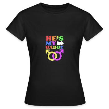 Er ist mein Papa Homosexuell Eltern Kind mit 2 - Frauen T-Shirt - Schwarz - Vorne - AI Model Female 172 dark (172cm)