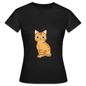 Tabby Cat - Women's T-Shirt - black - Front - AI Model Female 172 dark (172cm)