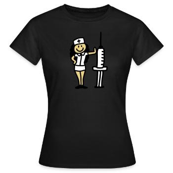 Infirmière médecin avec une seringue - T-shirt Femme - noir - Devant - AI Model Female 172 dark (172cm)
