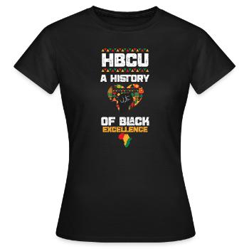 HBCU A History Of Black Excellence - Women's T-Shirt - black - Front - AI Model Female 172 dark (172cm)