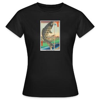Art japonais Hiroshige - T-shirt Femme - noir - Devant - AI Model Female 172 dark (172cm)