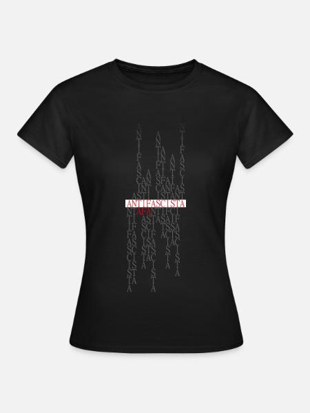 Antifascista Typo Collage rot/grau/weiß - Frauen T-Shirt - Schwarz
