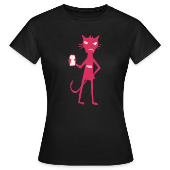 Kleine Monster: Punk-Katzen-Neon-Attitüde - Frauen T-Shirt - Schwarz - Vorne - AI Model Female 172 dark (172cm)
