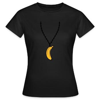 collier banane bijoux drôle fruit design clip-art - T-shirt Femme - noir - Devant - AI Model Female 172 dark (172cm)