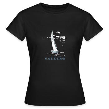 Voilier,Mer,cadeau,cool,trend - T-shirt Femme - noir - Devant - AI Model Female 172 dark (172cm)